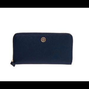 Tory Burch Continental Zip wallet -Navy Blue